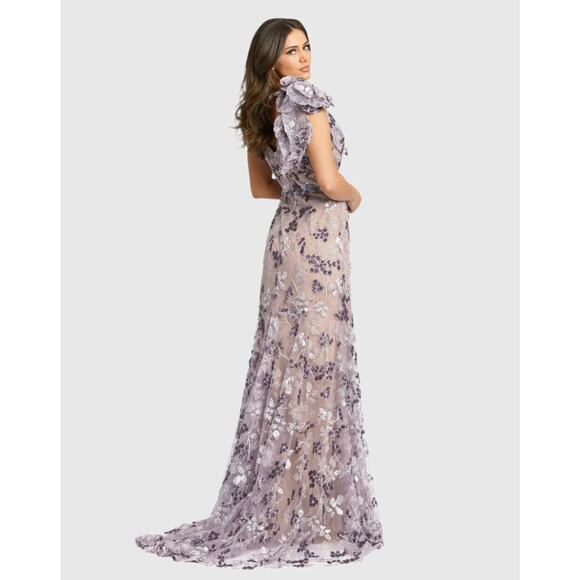 Mac Duggal 79301 Embellished Bow Shoulder Trumpet Gown PURPLE 8 NEW RARE! $798 - Picture 3 of 5